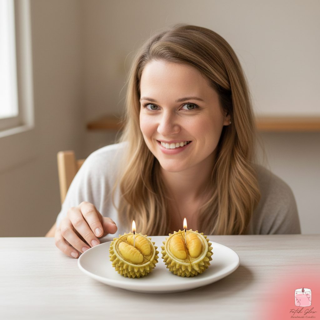 Fateh Glow Durian Fruit Candle – Handmade & Scented